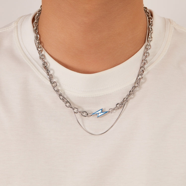 OPK GX2417 Stainless Steel Flash Pendant Double Layered Necklace - Necklaces & Pendants by OPK | Online Shopping South Africa | PMC Jewellery | Buy Now Pay Later Mobicred