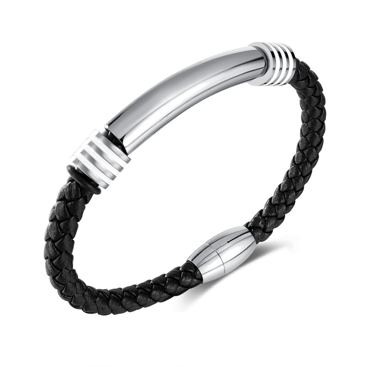 OPK PH1586 Simple Men Leather Bracelet Stainless Steel Magnetic Insert Buckle Bracelet, Color: Steel Color - Bracelets by OPK | Online Shopping South Africa | PMC Jewellery | Buy Now Pay Later Mobicred