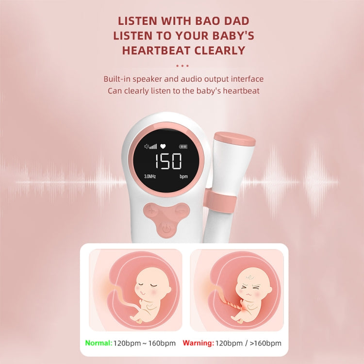 T505 IP5 Dustproof And Waterproof Pregnant Women Home Doppler Fetal Heart Rate Monitor(Pink) - free shipping - PMC TechLife - Order now!