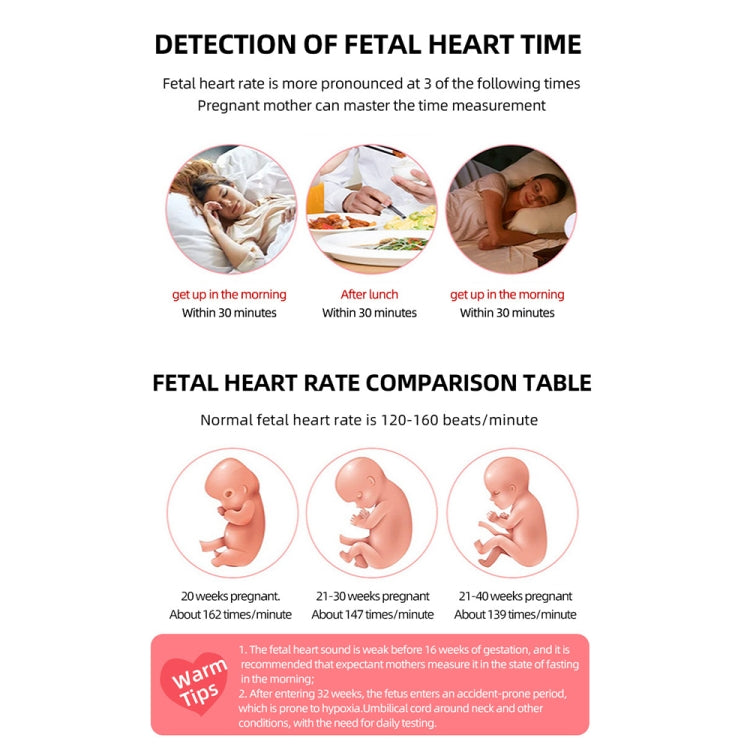 T505 IP5 Dustproof And Waterproof Pregnant Women Home Doppler Fetal Heart Rate Monitor(Pink) - free shipping - PMC TechLife - Order now!