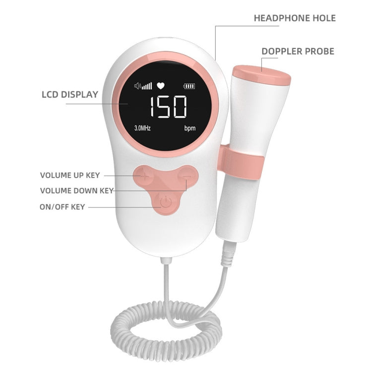 T505 IP5 Dustproof And Waterproof Pregnant Women Home Doppler Fetal Heart Rate Monitor(Pink) - free shipping - PMC TechLife - Order now!