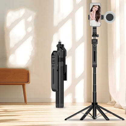 1.8m Smart Face Tracking Selfie Stick 4-axis Anti-shake Tripod with Remote Control With Single Fill Light - Selfie Sticks by PMC Jewellery | Online Shopping South Africa | PMC Jewellery | Buy Now Pay Later Mobicred