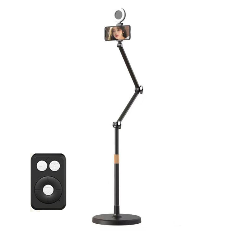 1.7m Mobile Phone Floor Stand Overhead Shooting Holder Retractable Lazy Support, Spec: With Control+Light - Stand by PMC Jewellery | Online Shopping South Africa | PMC Jewellery | Buy Now Pay Later Mobicred