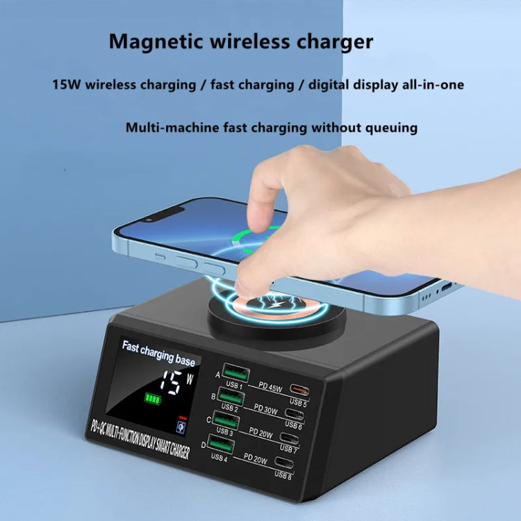 X9M 9-in-1 110W USB+PD Smart Multi-ports QI Magnetic Wireless Charger, Spec: Black EU Plug - Multifunction Charger by PMC Jewellery | Online Shopping South Africa | PMC Jewellery | Buy Now Pay Later Mobicred