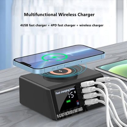 X9M 9-in-1 110W USB+PD Smart Multi-ports QI Magnetic Wireless Charger, Spec: White EU Plug - Multifunction Charger by PMC Jewellery | Online Shopping South Africa | PMC Jewellery | Buy Now Pay Later Mobicred