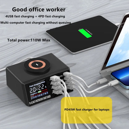 X9M 9-in-1 110W USB+PD Smart Multi-ports QI Magnetic Wireless Charger, Spec: White EU Plug - Multifunction Charger by PMC Jewellery | Online Shopping South Africa | PMC Jewellery | Buy Now Pay Later Mobicred