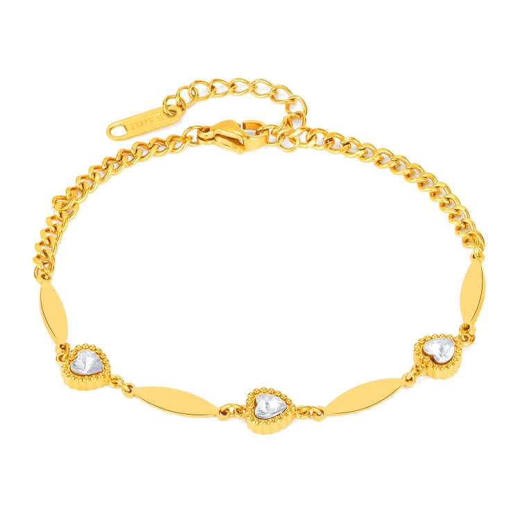 OPK GS1567 Love Hand Jewelry Temperament Zirconia Stainless Steel Bracelet(Gold) - Bracelets by OPK | Online Shopping South Africa | PMC Jewellery | Buy Now Pay Later Mobicred