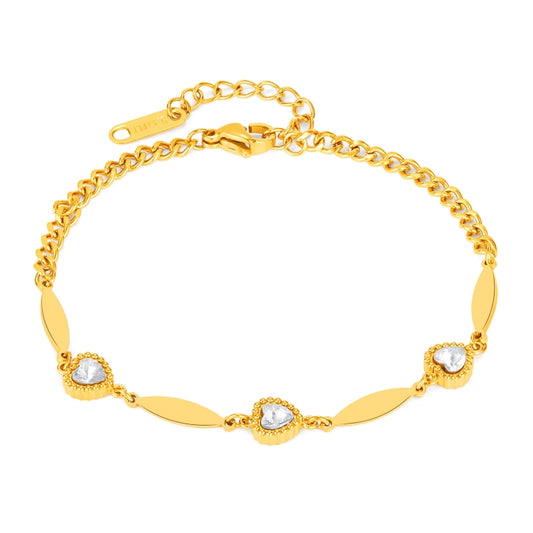 OPK GS1567 Love Hand Jewelry Temperament Zirconia Stainless Steel Bracelet(Gold) - Bracelets by OPK | Online Shopping South Africa | PMC Jewellery | Buy Now Pay Later Mobicred