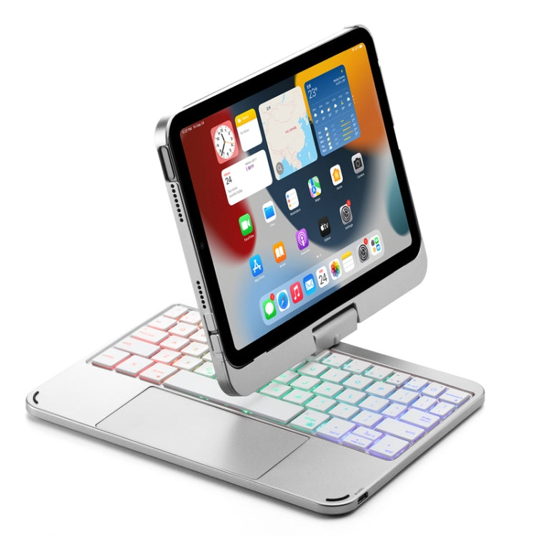 For iPad Mini 6 Tablet Bluetooth Keyboard With Backlight 360 Degree Rotation(Silver) - For iPad mini by PMC Jewellery | Online Shopping South Africa | PMC Jewellery | Buy Now Pay Later Mobicred