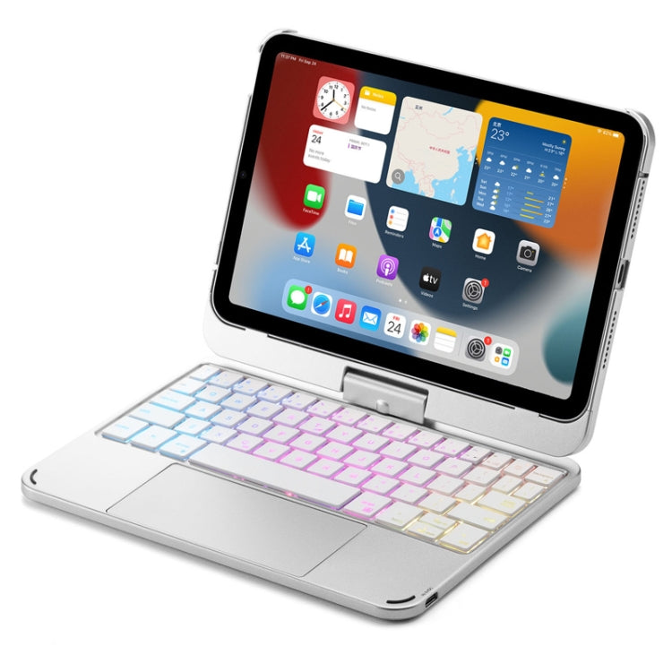 For iPad Mini 6 Tablet Bluetooth Keyboard With Backlight 360 Degree Rotation(Silver) - For iPad mini by PMC Jewellery | Online Shopping South Africa | PMC Jewellery | Buy Now Pay Later Mobicred