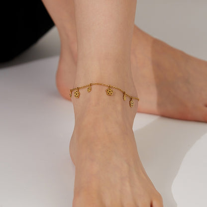 OPK GZ196 Stainless Steel Skeleton Flower Anklet(Gold) - Anklets by OPK | Online Shopping South Africa | PMC Jewellery | Buy Now Pay Later Mobicred