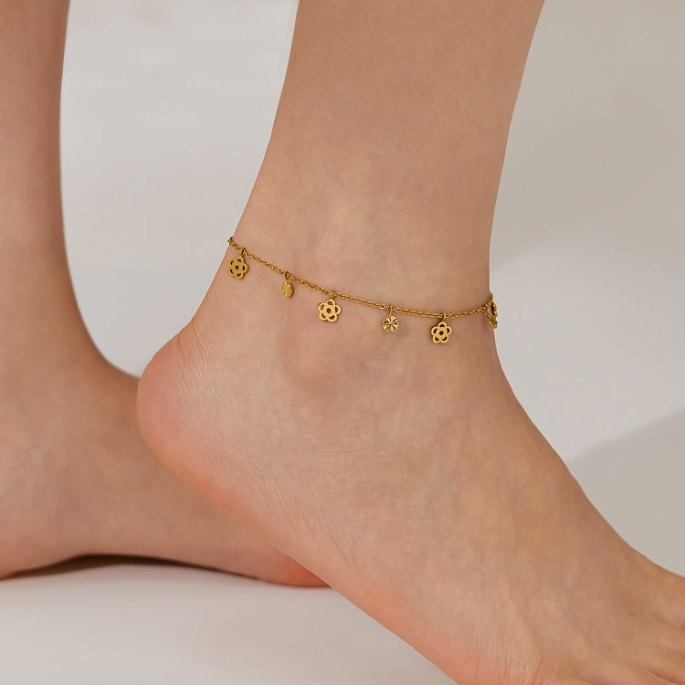 OPK GZ196 Stainless Steel Skeleton Flower Anklet(Gold) - Anklets by OPK | Online Shopping South Africa | PMC Jewellery | Buy Now Pay Later Mobicred