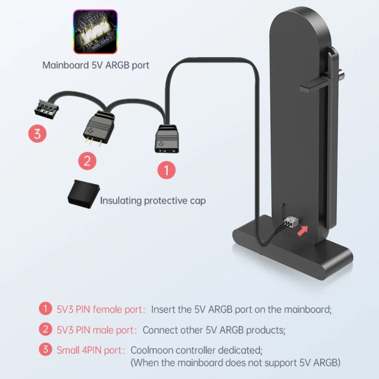 COOLMOON GH3 Pro Computer ARGB Vertical Adjustable Lens Graphics Card Holder, Style: Temperature Display Upgrade Black - Caddies & Enclosures by COOLMOON | Online Shopping South Africa | PMC Jewellery | Buy Now Pay Later Mobicred