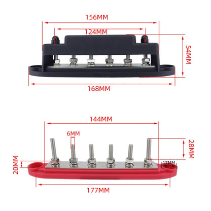 M6 RV Yacht High Current 6-column 250A Base Busbar, Color: Red - Fuse by PMC Jewellery | Online Shopping South Africa | PMC Jewellery | Buy Now Pay Later Mobicred