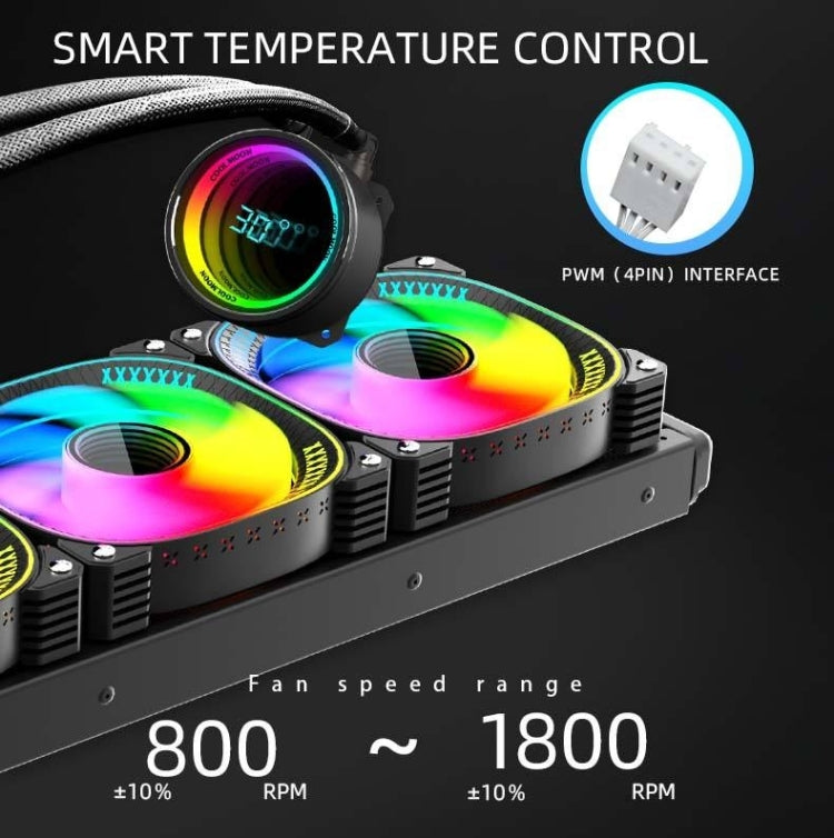 COOLMOON CM-YM-360T Computer ARGB Temperature Display Lens Multi-Platform Integrated CPU Cooler(White) - Fan Cooling by COOLMOON | Online Shopping South Africa | PMC Jewellery | Buy Now Pay Later Mobicred