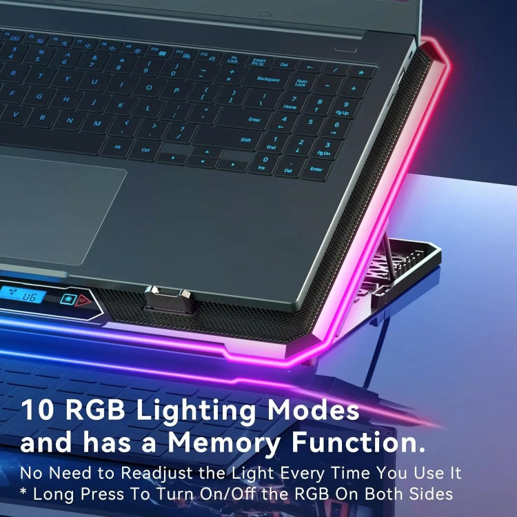 ICE COOREL K15C Smart Adjustable Laptop Radiator Base With RGB Lighting Effect, Color: 13 Fans - free shipping - PMC Jewellery - Order now!