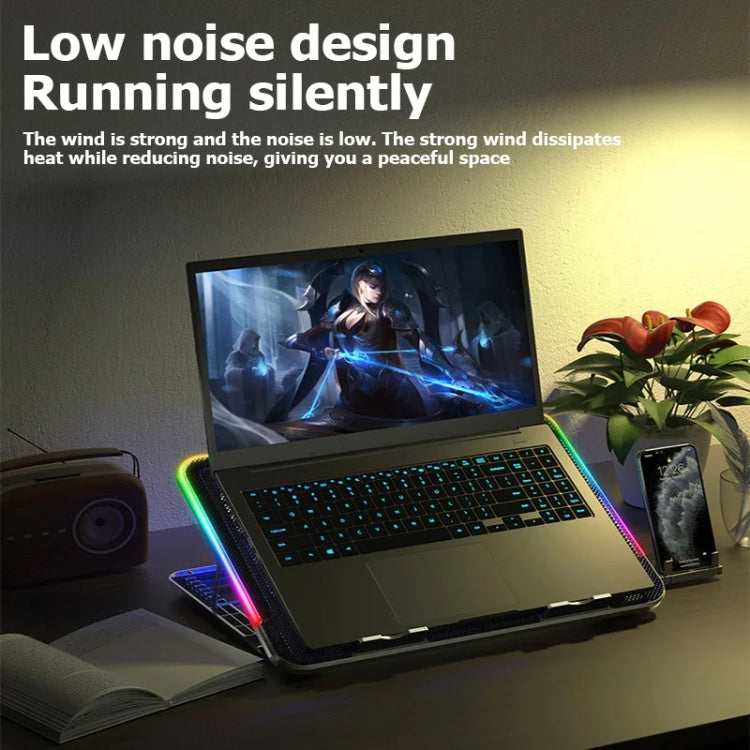 ICE COOREL A9R 6-fans Adjustable Laptop Stand Radiator with RGB Atmosphere Light(Black) - free shipping - PMC Jewellery - Order now!