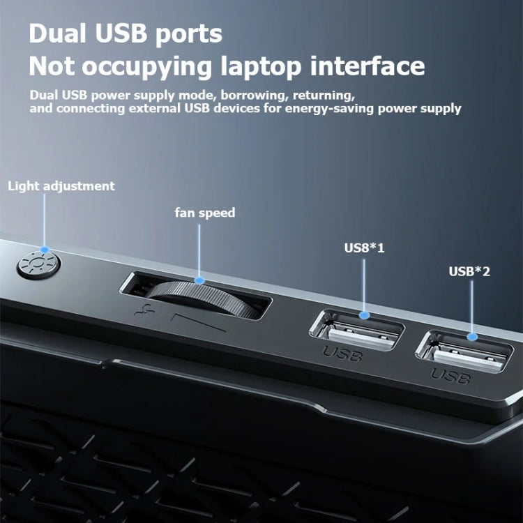 ICE COOREL A9R 6-fans Adjustable Laptop Stand Radiator with RGB Atmosphere Light(Black) - free shipping - PMC Jewellery - Order now!