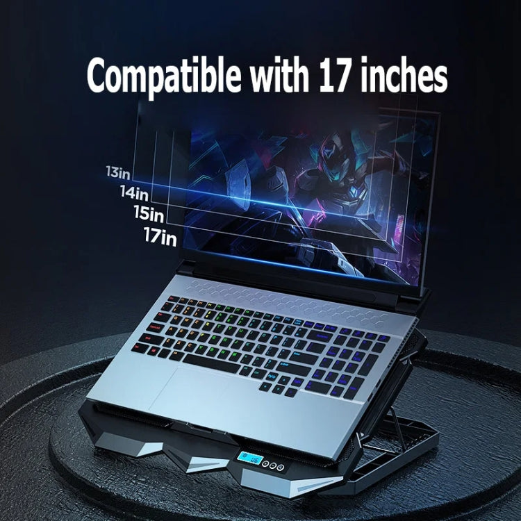 ICE COOREL K22 4-fans Adjustable Laptop Radiator Base with Atmosphere Light with LCD Display - free shipping - PMC Jewellery - Order now!