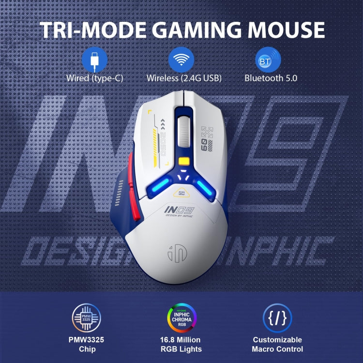 Inphic IN9 Tri-mode Wireless Bluetooth Gaming Office Computer Mouse(White Silent Edition) - free shipping - PMC Jewellery - Order now!