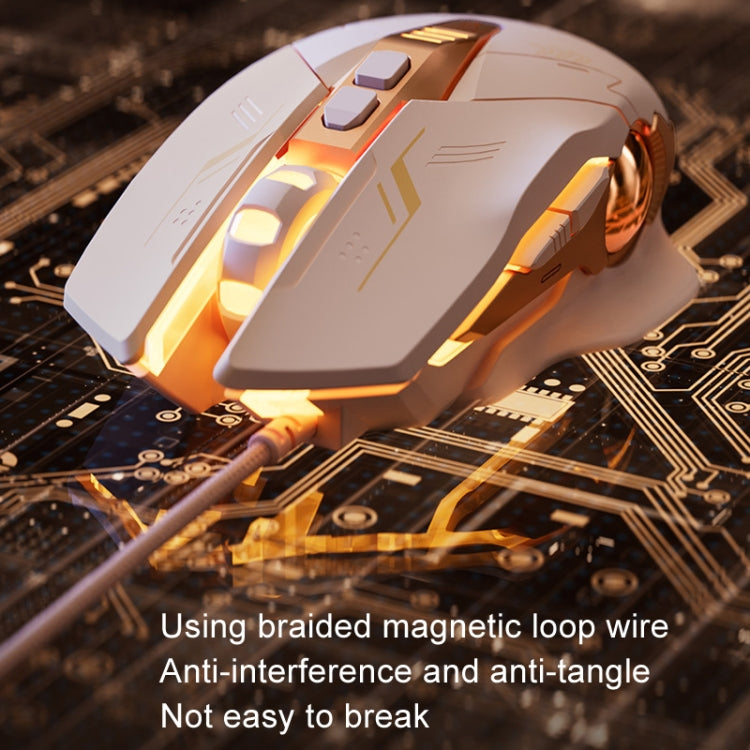 Inphic W8 Upgraded Wired Gaming Mice Macro Definition Light Emitting Mute Computer Mouse(Milk Tea Color) - free shipping - PMC Jewellery - Order now!