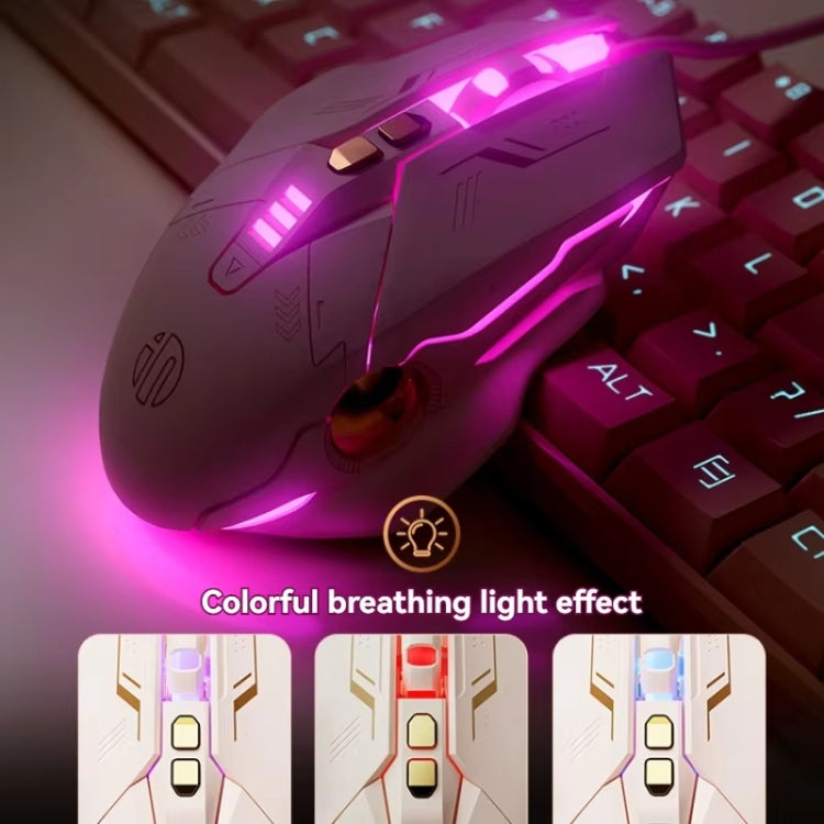 Inphic W8 Upgraded Wired Gaming Mice Macro Definition Light Emitting Mute Computer Mouse(Milk Tea Color) - free shipping - PMC Jewellery - Order now!