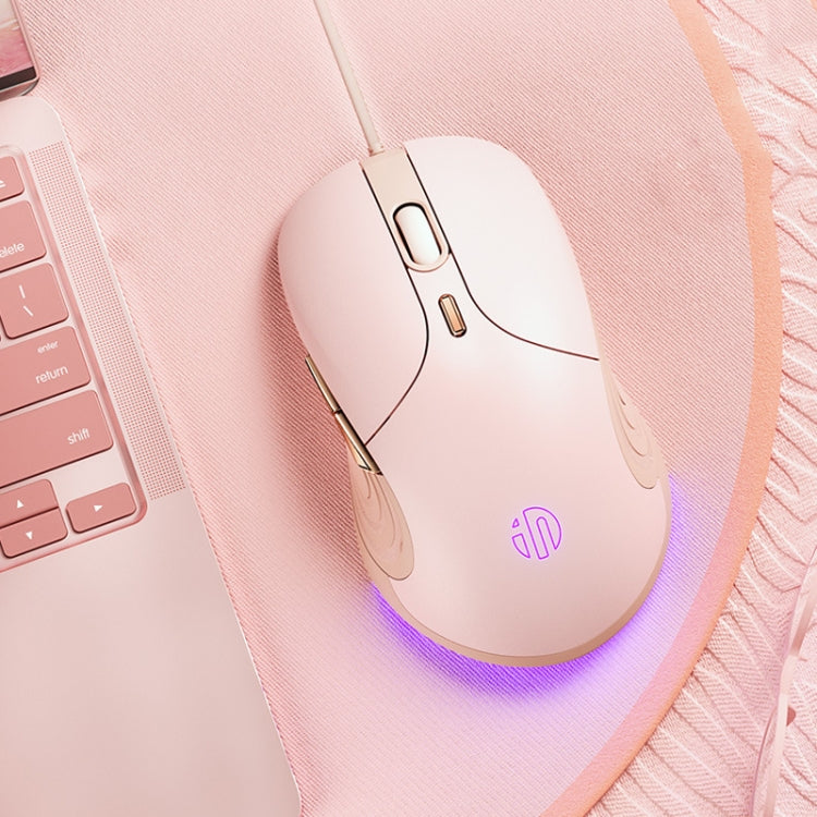 Inphic B8 Mute Light Emitting Wired Mice Home Office Gaming Computer Mouse(Milk Tea Color) - free shipping - PMC Jewellery - Order now!
