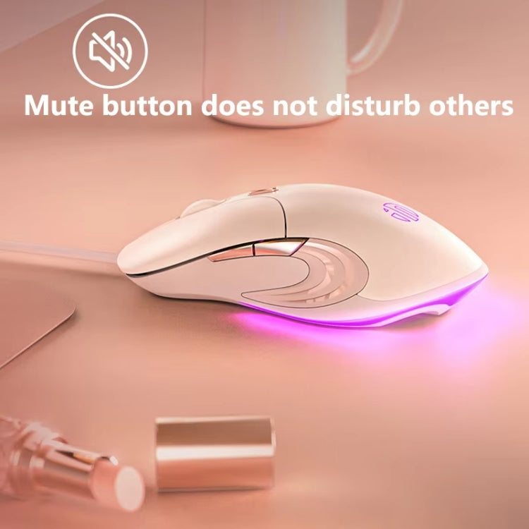 Inphic B8 Mute Light Emitting Wired Mice Home Office Gaming Computer Mouse(Milk Tea Color) - free shipping - PMC Jewellery - Order now!