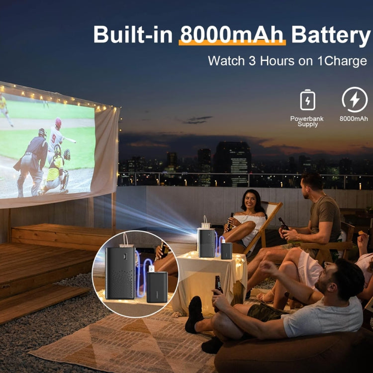 TOUMEI C900 Outdoor Portable Built-In Battery 4K HD Home Music Projector US Plug(Black) - Mini Projector by TOUMEI | Online Shopping South Africa | PMc TechLife | Buy Now Pay Later Mobicred