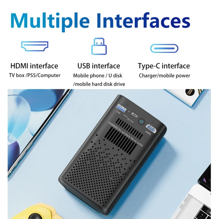 TOUMEI C900 Outdoor Portable Built-In Battery 4K HD Home Music Projector US Plug(Black) - Mini Projector by TOUMEI | Online Shopping South Africa | PMc TechLife | Buy Now Pay Later Mobicred