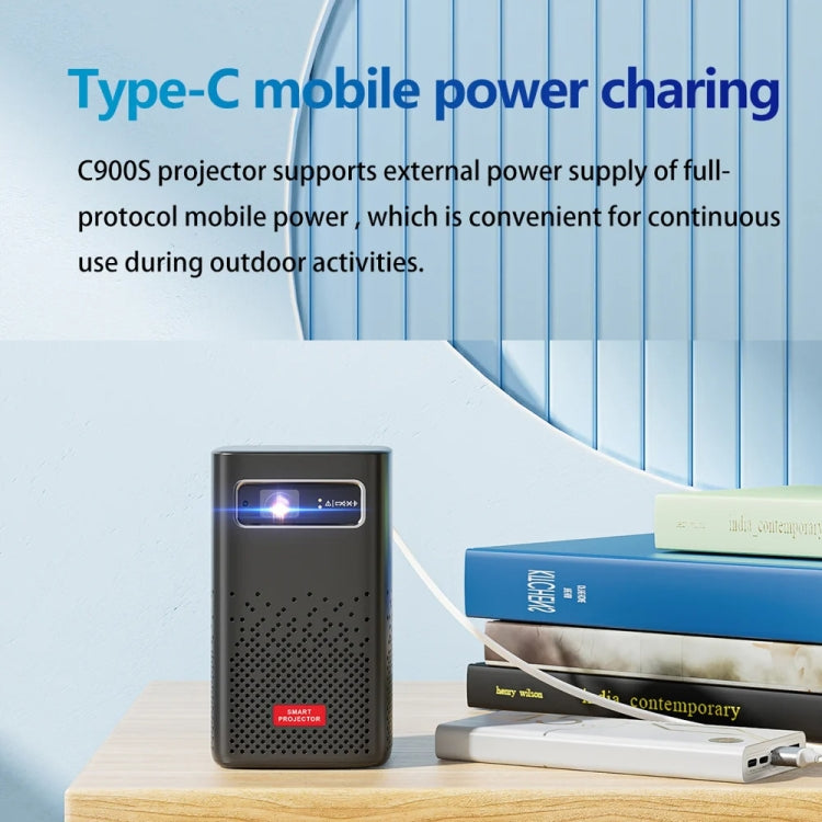 TOUMEI C900 Outdoor Portable Built-In Battery 4K HD Home Music Projector EU Plug(Black) - Mini Projector by TOUMEI | Online Shopping South Africa | PMc TechLife | Buy Now Pay Later Mobicred