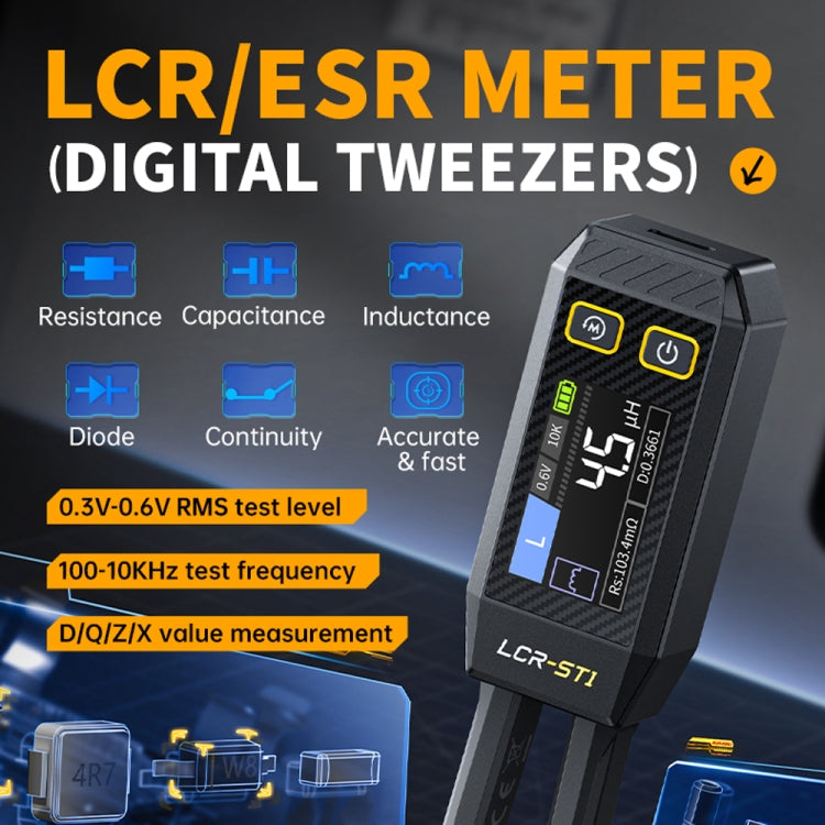 FNIRSI Digital Tweezers Resistor Capacitor Component Test Multimeter(LCR-ST1) - Digital Multimeter by FNIRSI | Online Shopping South Africa | PMC Jewellery | Buy Now Pay Later Mobicred