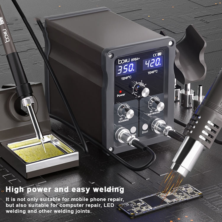 BAKU BA-898A+ 2-In-1 Soldering Station Hot Air Station Adjustable Temperature US Plug 110V - free shipping - PMC TechLife - Order now!