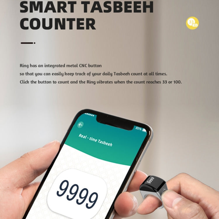 Equantu Smart Bluetooth Finger Counter Muslim Prayer Time Reminder Ring, Style: Gold 22mm - free shipping - PMC TechLife - Order now!