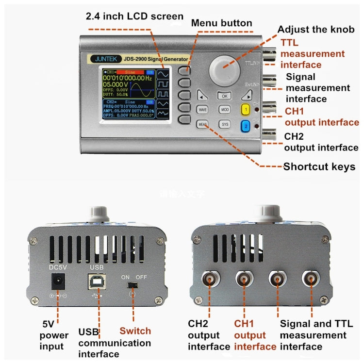 JUNTEK Programmable Dual-Channel DDS Function Arbitrary Waveform Signal Generator, Frequency: 60MHz(EU Plug) - Other Tester Tool by PMC TechLife | Online Shopping South Africa | PMC TechLife | Buy Now Pay Later Mobicred