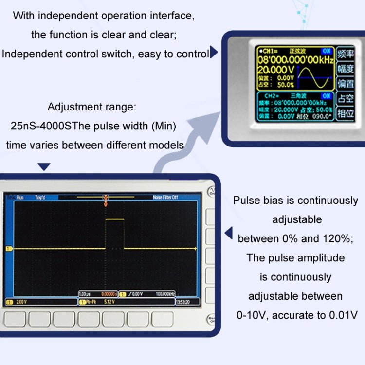 JUNTEK Programmable Dual-Channel DDS Function Arbitrary Waveform Signal Generator, Frequency: 60MHz(EU Plug) - Other Tester Tool by PMC TechLife | Online Shopping South Africa | PMC TechLife | Buy Now Pay Later Mobicred