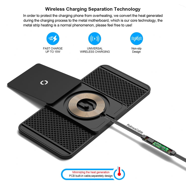 Avoid Camera Universal Car Wireless Charger Anti-slip Mat(USB Interface 0.3m) - Wireless Charging Pads by PMC Jewellery | Online Shopping South Africa | PMC Jewellery | Buy Now Pay Later Mobicred