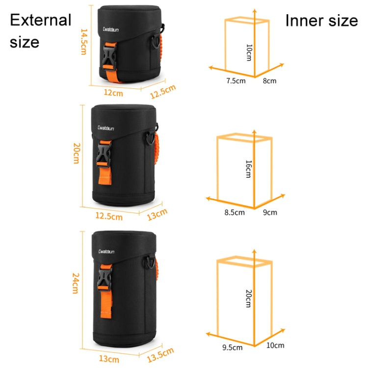 Cwatcun D157 DSLR Camera Lens Barrel Shockproof Thickened Digital Lens Bag Flip Lens Pouch, Color: Large Black - free shipping - PMC TechLife - Order now!