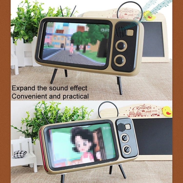 Retro Small TV Desktop Cell Phone Holder With Bluetooth Speaker Player(Silver Gray) - free shipping - PMc TechLife - Order now!