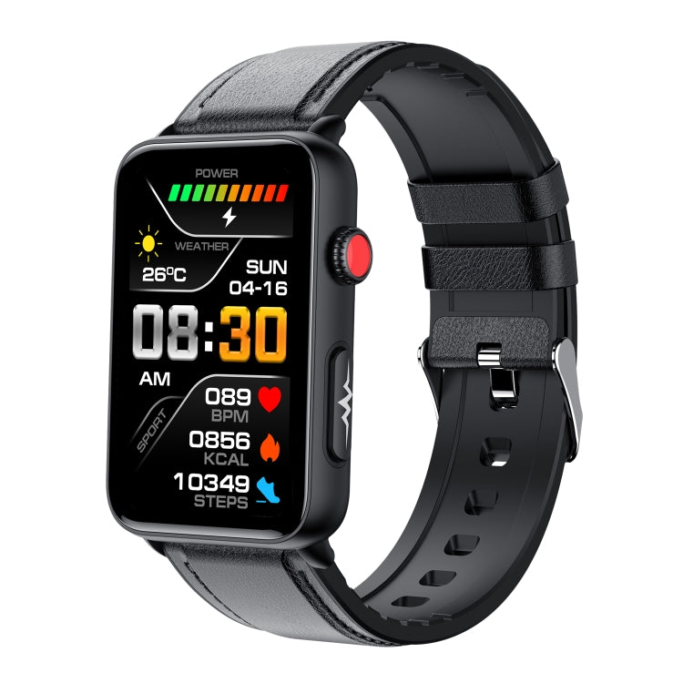 Smart Watch Ring ECG Temperature Heart Rate Blood Pressure Health Bluetooth Talking Watch, Color: Black Leather - Smart Wristbands by PMC TechLife | Online Shopping South Africa | PMC TechLife | Buy Now Pay Later Mobicred