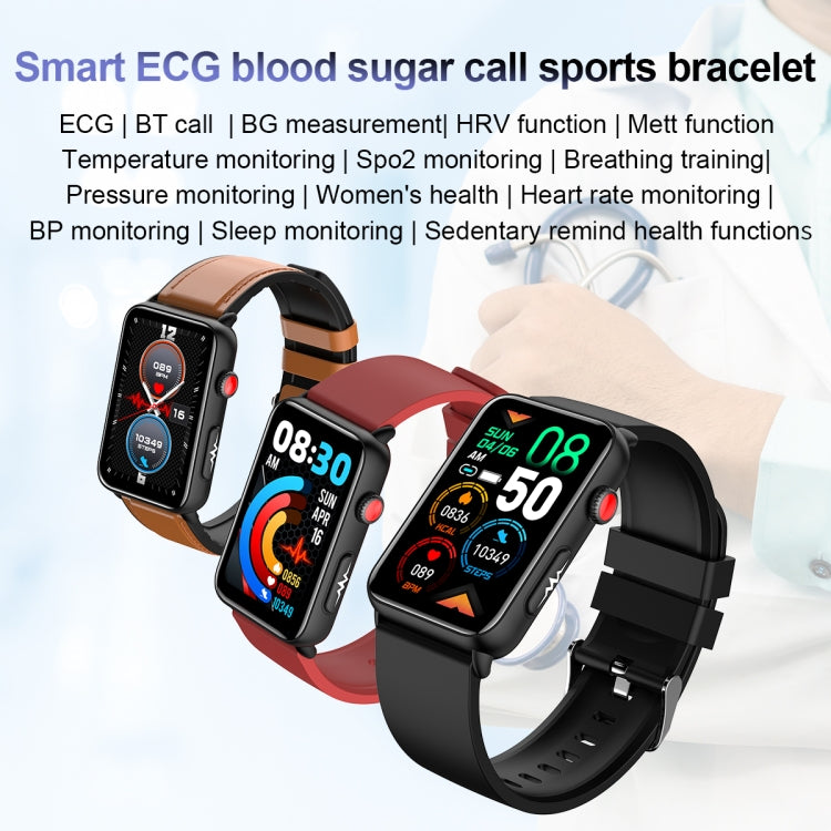 Smart Watch Ring ECG Temperature Heart Rate Blood Pressure Health Bluetooth Talking Watch, Color: Blue Silicone - Smart Wristbands by PMC TechLife | Online Shopping South Africa | PMC TechLife | Buy Now Pay Later Mobicred