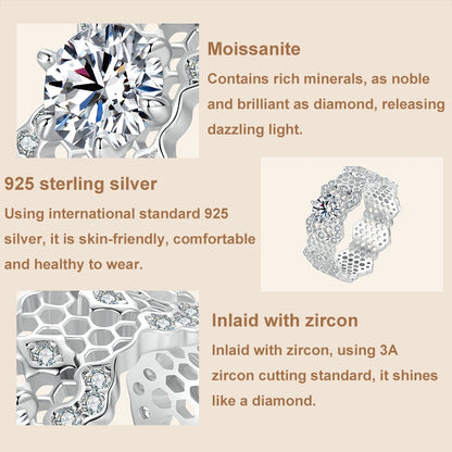 MSR061 S925 Sterling Silver Lace Hollow Moissanite Ring(6) - Rings by PMC Jewellery | Online Shopping South Africa | PMC Jewellery | Buy Now Pay Later Mobicred