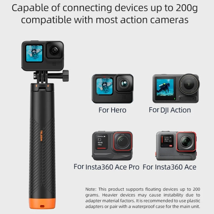 TELESIN 61cm Underwater Buoyancy Bar Retractable Selfie Stick Tripod For GoPro Insta360 DJI OSMO Action Camera - free shipping - PMC TechLife - Order now!
