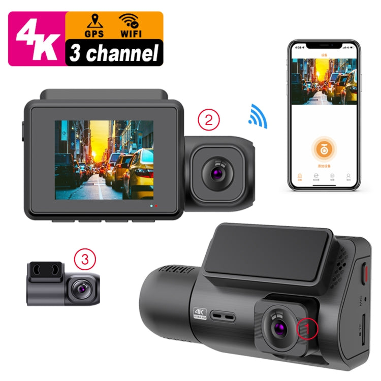 M700A 3 Channels Car Recorder 4K UHD Front+1080P Inside+2K Rear+GPS+WIFI Dash Cam(Black) - Car DVRs by PMC Jewellery | Online Shopping South Africa | PMC Jewellery | Buy Now Pay Later Mobicred