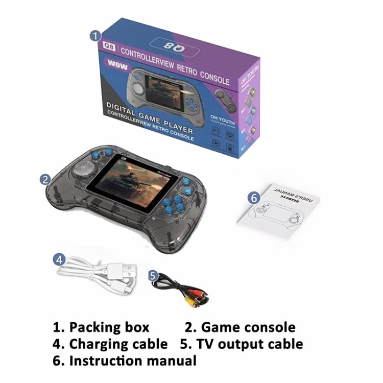 Q8 Handheld Game Console 3.0 Inch Screen Support TV Connection Built In 800 Games Singles Transparent Gray - Pocket Console by PMC Jewellery | Online Shopping South Africa | PMC Jewellery | Buy Now Pay Later Mobicred