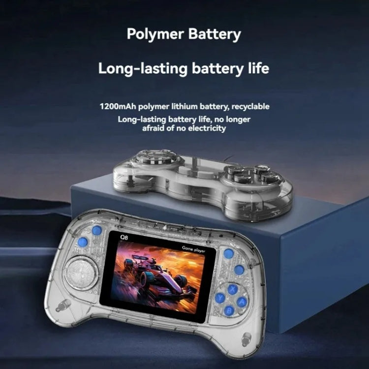 Q8 Handheld Game Console 3.0 Inch Screen Support TV Connection Built In 800 Games Doubles Transparent Blue - Pocket Console by PMC Jewellery | Online Shopping South Africa | PMC Jewellery | Buy Now Pay Later Mobicred