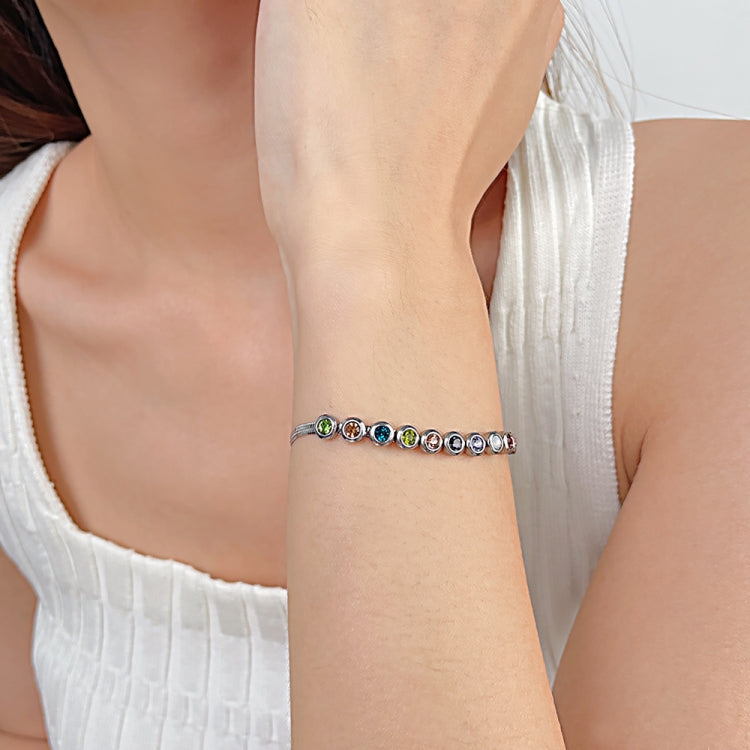 OPK GS1431 Titanium Steel Colorful Zirconia Hand Jewelry Stainless Steel Flat Chain Bracelet, Color: Steel Color - Bracelets by OPK | Online Shopping South Africa | PMC Jewellery | Buy Now Pay Later Mobicred