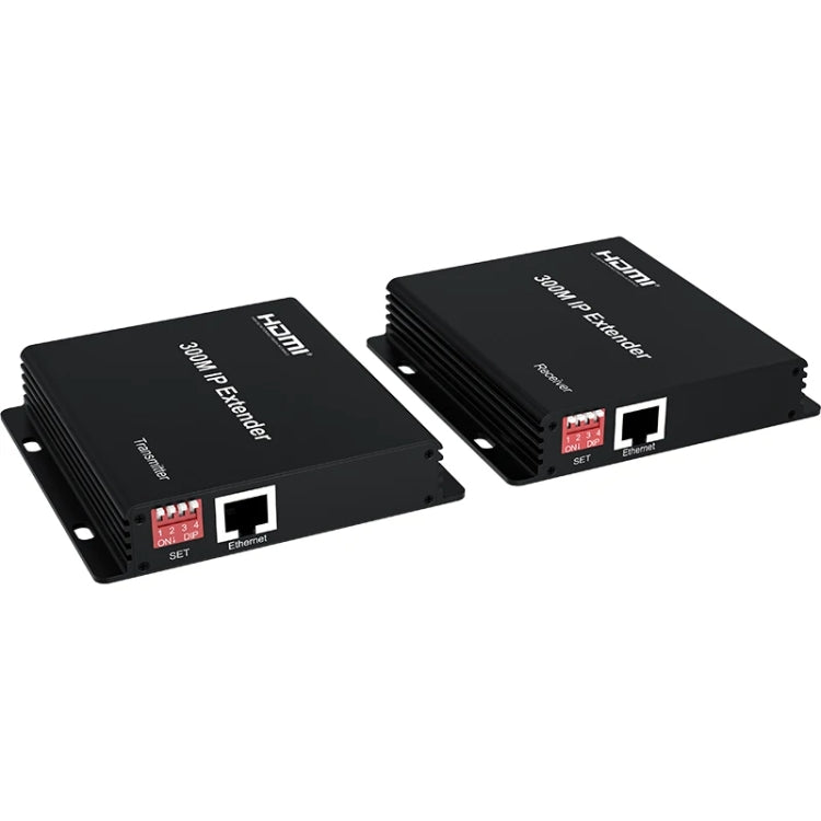 300m IP HDMI Extender HD Video Transmission, Transmitter + Receiver UK Plug(Black) - Amplifier by PMC Jewellery | Online Shopping South Africa | PMC Jewellery | Buy Now Pay Later Mobicred