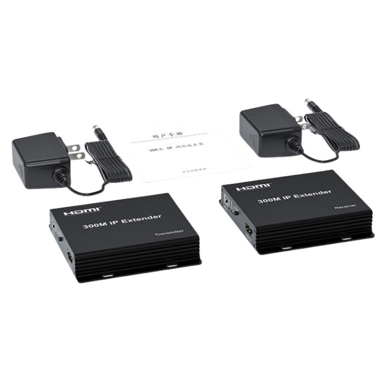 300m IP HDMI Extender HD Video Transmission, Transmitter + Receiver UK Plug(Black) - free shipping - PMC Jewellery - Order now!