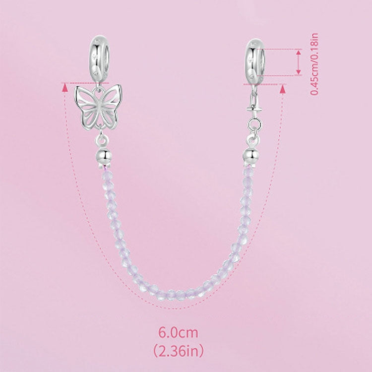 S925 Sterling Silver Platinum Plated Butterfly Safety Chain Bracelet Accessories(SCC2883) - Jewelry Accessories by PMC Jewellery | Online Shopping South Africa | PMC Jewellery | Buy Now Pay Later Mobicred